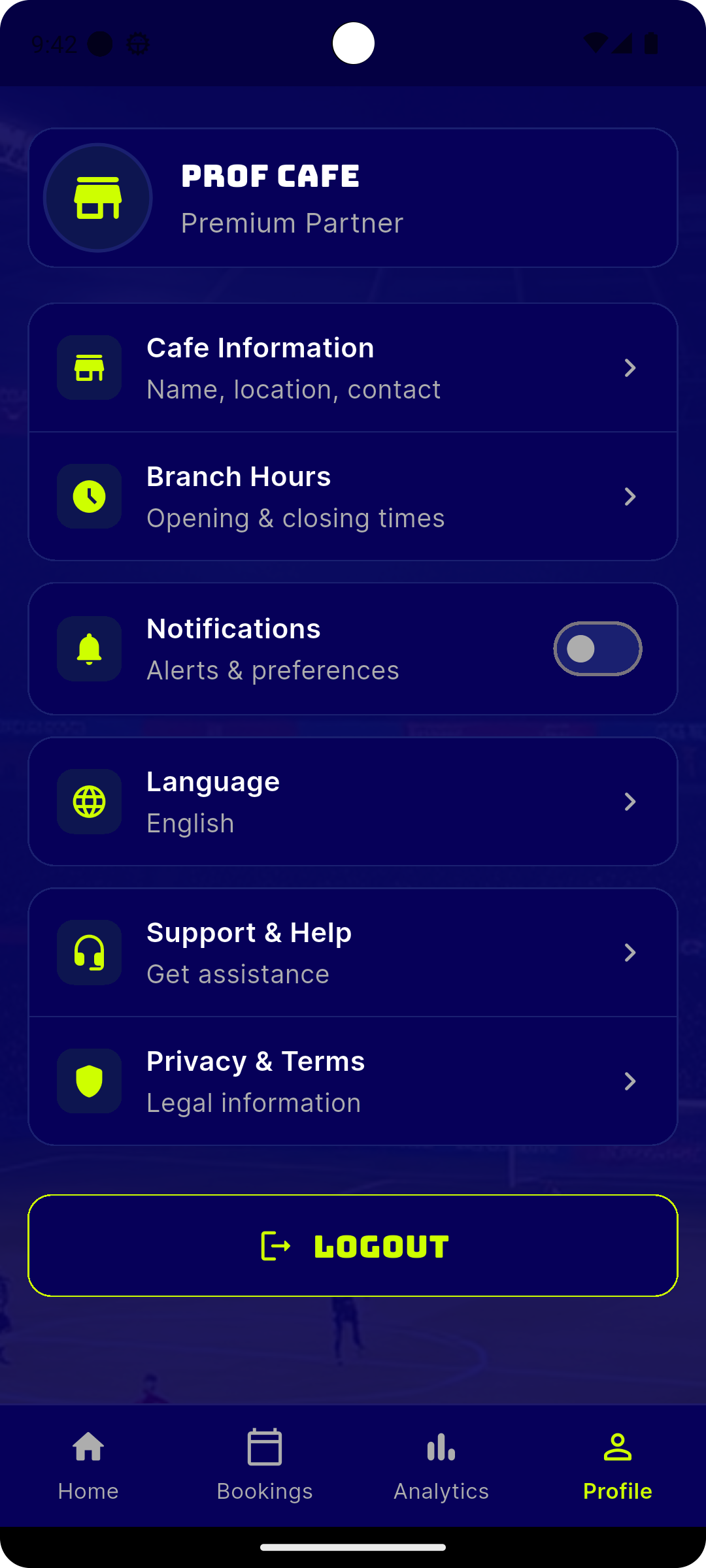 Step 1: Profile screen - tap Privacy & Terms
